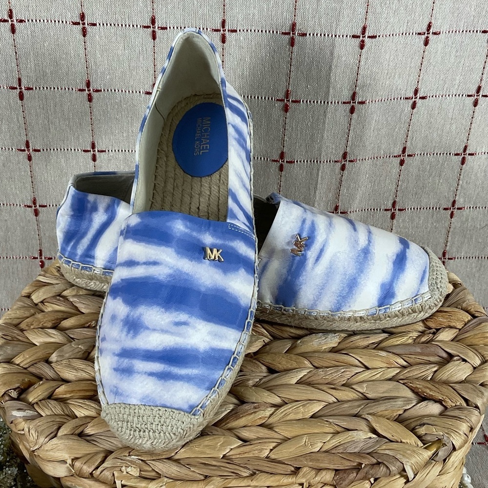 Michael Kors “Kendrick” Slip-On Blue White Tie Dye Espadrilles Women's Sz 6 Flat